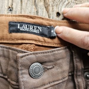 RALPH LAUREN brown coated jeans. Sz 8.
